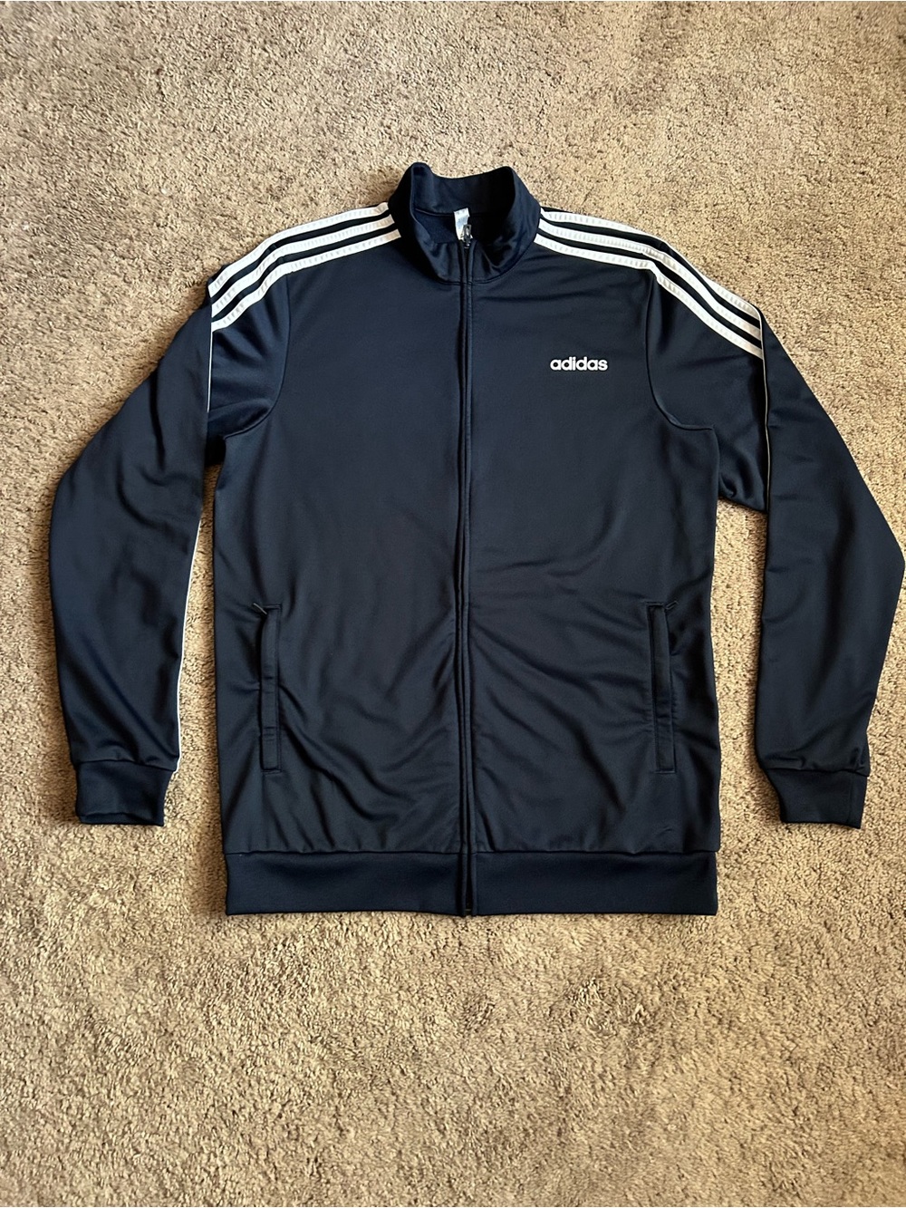 adidas Black Track Jacket with White Shoulder Stripes
